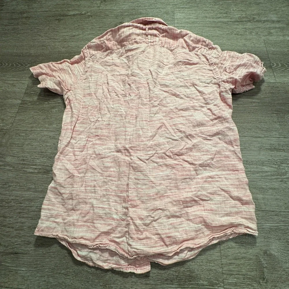 Banana Republic Shirt Mens Medium Pink Heather 100% Linen Camden Fit Costal